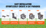 Bild in Galerie-Viewer laden, Amocart Outdoor Cat House Weatherproof Feral Cat Shelter 2-story Large Outdoor Wooden Cat House with Balcony Door and Open Roof