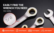 Charger l'image dans la visionneuse de galerie, Amocart Combination Wrench Set 24/30-Piece Ratcheting Wrench Set with Organizer Rack Cr-V Steel Wrench Set SAE Metric
