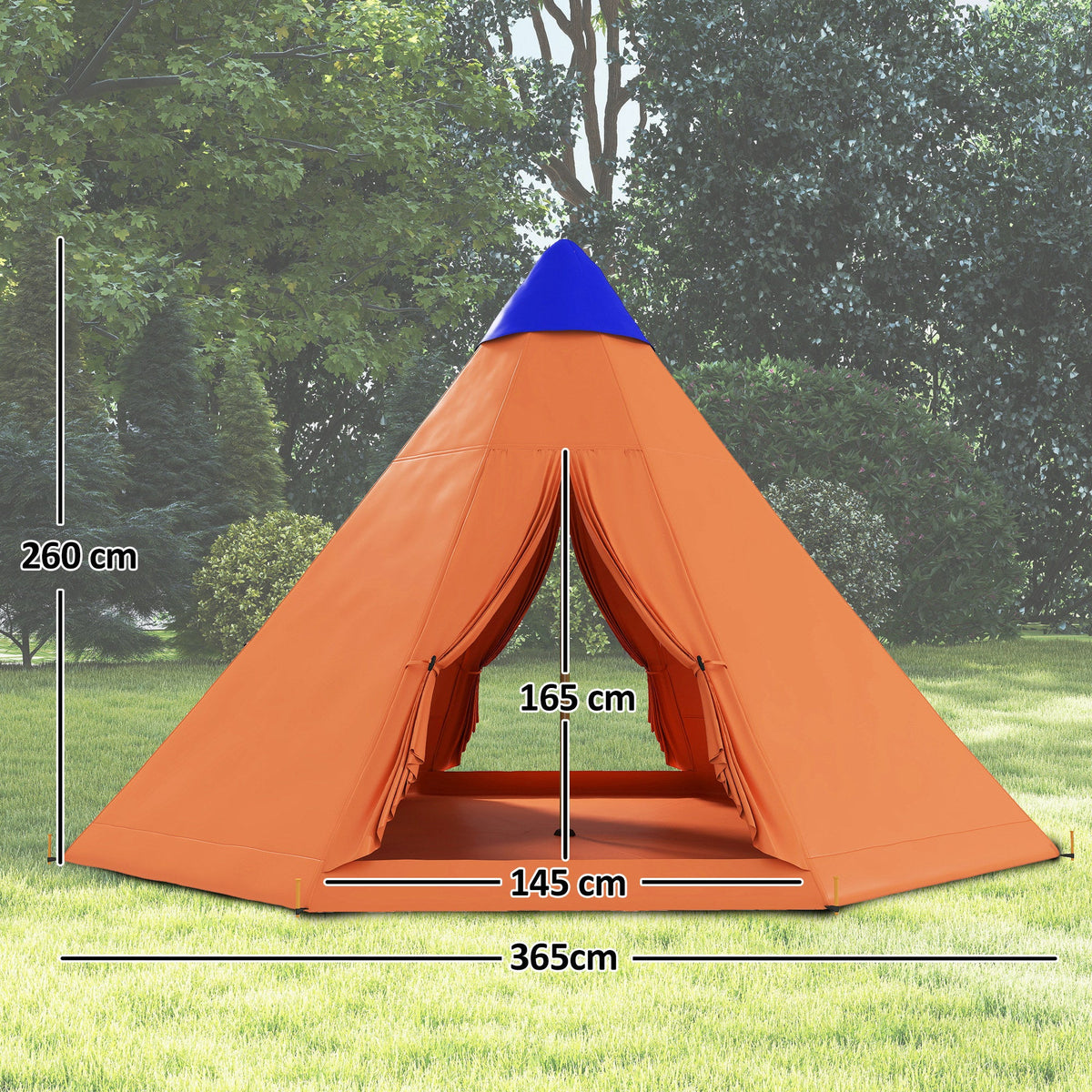 6 Men Tipi Tent With Carry Bag - Orange - AMOCART9855af9af89af315acdecf025b2269f7
