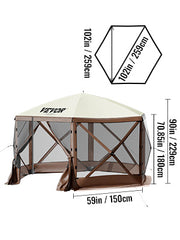 Bild in Galerie-Viewer laden, Amocart Pop-up Camping Gazebo Camping Canopy Shelter 6 Sided 12' x 12' / 10' x 10' Sun Shade Tents &amp; Canopies Camping &amp; Hiking
