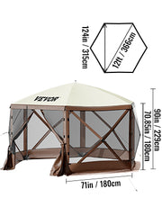 Bild in Galerie-Viewer laden, Amocart Pop-up Camping Gazebo Camping Canopy Shelter 6 Sided 12' x 12' / 10' x 10' Sun Shade Tents &amp; Canopies Camping &amp; Hiking
