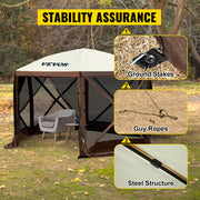 Bild in Galerie-Viewer laden, Amocart Pop-up Camping Gazebo Camping Canopy Shelter 6 Sided 12' x 12' / 10' x 10' Sun Shade Tents &amp; Canopies Camping &amp; Hiking
