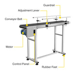 Amocart PVC Belt Electric Conveyor Machine 60W, Belt Inkjet Conveyor Printer Adjustable Conveyor Table 0-25M/Min with Double Guardrail, Printing Code Conveyor Belt for Food Drinking Sticker