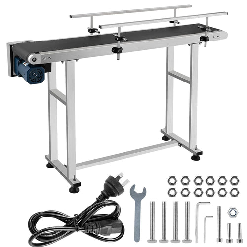 Amocart PVC Belt Electric Conveyor Machine 60W, Belt Inkjet Conveyor Printer Adjustable Conveyor Table 0-25M/Min with Double Guardrail, Printing Code Conveyor Belt for Food Drinking Sticker