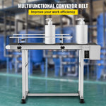 Amocart PVC Belt Electric Conveyor Machine 60W, Belt Inkjet Conveyor Printer Adjustable Conveyor Table 0-25M/Min with Double Guardrail, Printing Code Conveyor Belt for Food Drinking Sticker | Variable Speed 0 To 25M Min Double Guardrail Conveyor