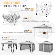Load image into Gallery viewer, 12x12ft Pop Up Gazebo Canopy Tent Easy Set Up Outdoor Portable Pavilion Sunshade Shelter With Mosquito Nettings &amp; Sidewalls Double Vented Roof And Carry Bag For Patio Garden Lawn 3 Height Adjustable
