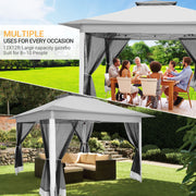 Load image into Gallery viewer, 12x12ft Pop Up Gazebo Canopy Tent Easy Set Up Outdoor Portable Pavilion Sunshade Shelter With Mosquito Nettings &amp; Sidewalls Double Vented Roof And Carry Bag For Patio Garden Lawn 3 Height Adjustable
