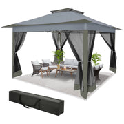 Load image into Gallery viewer, 12x12ft Pop Up Gazebo Canopy Tent Easy Set Up Outdoor Portable Pavilion Sunshade Shelter With Mosquito Nettings &amp; Sidewalls Double Vented Roof And Carry Bag For Patio Garden Lawn 3 Height Adjustable
