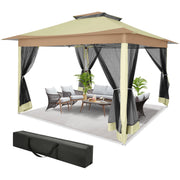Load image into Gallery viewer, 12x12ft Pop Up Gazebo Canopy Tent Easy Set Up Outdoor Portable Pavilion Sunshade Shelter With Mosquito Nettings &amp; Sidewalls Double Vented Roof And Carry Bag For Patio Garden Lawn 3 Height Adjustable
