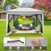Load image into Gallery viewer, 12x12ft Pop Up Gazebo Canopy Tent Easy Set Up Outdoor Portable Pavilion Sunshade Shelter With Mosquito Nettings &amp; Sidewalls Double Vented Roof And Carry Bag For Patio Garden Lawn 3 Height Adjustable
