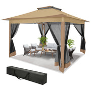 Load image into Gallery viewer, 12x12ft Pop Up Gazebo Canopy Tent Easy Set Up Outdoor Portable Pavilion Sunshade Shelter With Mosquito Nettings &amp; Sidewalls Double Vented Roof And Carry Bag For Patio Garden Lawn 3 Height Adjustable
