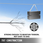 Amocart 152M/500Ft Wire Rope 316 Stainless Steel Strong Tension Soft Fishing Lifting Cable 7*7 Clothesline 1.5MM-3.2MM Diameter