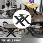 SucceBuy 2PCSMetal Table Legs Steel 2204LBS/1000KG Load  X-Shape with Pre-Drilled Holes for Home Use Commercial Bar Hotel Office