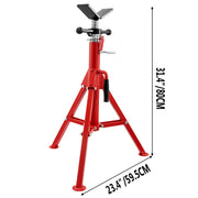 Load image into Gallery viewer, Amocart Pipe Holding Stand with Roller Head V-Head Folding Tripod Jack 12 inch Capacity Pipe working Supporting Clamped Tool
