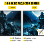 Amocart 60 70 80 90 100 110 in Tripod Projector Screen W/ Stand 16:9 4K HD Portable Home Cinema for Indoor & Outdoor Projection
