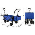 SucceBuy Folding Wagon Cart Adjustable Handle Bar Removable Canopy Oxford Cloth Collapsible Shopping Outdoor Camping Beach Cart
