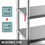 Bild in Galerie-Viewer laden, Amocart 4-Tier Stainless Steel Commercial Storage Rack Shelf for Kitchen Warehouse Garage Storing Kitchenware
