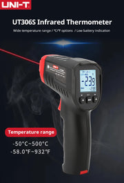 Charger l'image dans la visionneuse de galerie, UNI-T Infrared Thermometer UT306S UT306C Non-contact Industrial Laser Digital Temperature Meter Temperature Gun Tester -50-500
