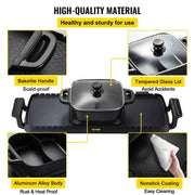 Charger l'image dans la visionneuse de galerie, Amocart 2in1 Electric BBQ Pan Grill Hot Pot Multifunction Home Portable Smokeless Nonstick Detachable Hot Pot Barbecue Plate
