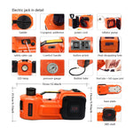 12V 5Ton Car Electric Hydraulic Floor Jack, Tire Inflator Pump and LED Flashlight 3 in 1 Set With Safe Hammer QZ002