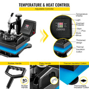 Charger l'image dans la visionneuse de galerie, Amocart 12x10Inch Dual Digital Heat Press Machine 650W Swing Away 360 Degree Rotation Transfer Sublimation Printing for T-Shirt
