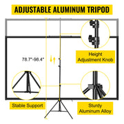 Load image into Gallery viewer, Amocart 60 70 80 90 100 110 in Tripod Projector Screen W/ Stand 16:9 4K HD Portable Home Cinema for Indoor &amp; Outdoor Projection
