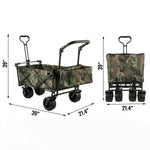 SucceBuy Folding Wagon Cart Adjustable Handle Bar Removable Canopy Oxford Cloth Collapsible Shopping Outdoor Camping Beach Cart