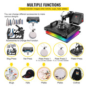 Charger l'image dans la visionneuse de galerie, Amocart Combo Heat Press Machine 5/6/8 in 1 30*38CM 38*38CM Muntifunctional Sublimation Printer Transfer Mug Hat Plate T-Shirt

