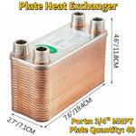 Amocart 30/40/60 Plates Heat Exchanger Wort Chiller Stainless Steel Homebrew Brewing Beer Cooler Counterflow  Water Heating