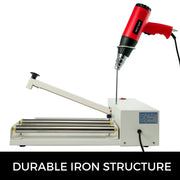 Bild in Galerie-Viewer laden, Amocart 12/18/24in Shrink Wrap Sealer Laminating Machine W/ Heat Gun 1800W Film Available Roll For PVC POF Film Books Toys Food
