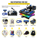 Amocart 5/8in1 15x15"/12x15"Dual-tube Heating Insulation Cotton Heat Press Sublimation Machine 360°Swing Design for Tshirts Etc