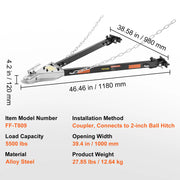 Charger l'image dans la visionneuse de galerie, Amocart 5500 lbs Tow Bar with Chains Powder-Coating Bumper-Mounted Towing Coupler Fits 2in Ball Hitch for RV Car Trailer Truck
