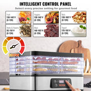 Charger l'image dans la visionneuse de galerie, Amocart 5 Tray Food Dehydrator Machine 300W Stainless Steel Electric Food Dryer w/ Digital Adjustable Timer &amp; Temperature
