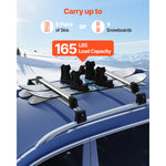 SucceBuy Ski & Snowboard Roof Rack Carry up to 6 Pairs of Skis or 4 Snowboards 2 PCS Aluminum Universal Car Roof Rack Top Holder