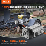 SucceBuy Hydraulic Log Splitter Pump 13/16 GPM 3000/4000 PSI 2 Stage 1''Inlet 1/2''NPT Outlet 3600 RPM for Small Engine Mounting