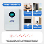 ANENJI Split Phase 12KW 48V Hybrid Solar Inverter Parallel 4.2KW 24V Inverter Pure Sine 120V 220V On Grid MPPT 200A Solar Charger PV 500V