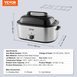 SucceBuy Electric Roaster Oven 24 QT Turkey Roaster Oven with Self-Basting Lid 1450W Roaster Oven Defrost&Warm Function Silver