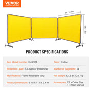 Load image into Gallery viewer, Amocart Welding Screen with Frame 6' x 8' Flame-Resistant Vinyl 3 Panel Welding Curtain Screens 12 Swivel Wheels for Workshop
