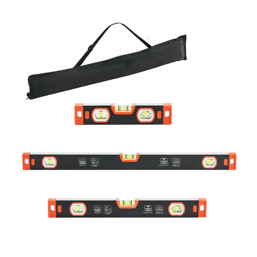 SucceBuy Torpedo Level 3/4 Pcs Magnetic Leveler Tool Set with Clear 3 Green Vials Hanging Hole for Construction Home Renovation