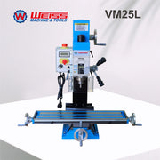 Charger l'image dans la visionneuse de galerie, WEISS Milling Machine VM25L 1100W Brushless Motor Mill Drill MT3 R8 Variable Speed 2250rpm for Precision Machining
