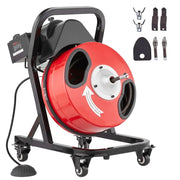 Charger l'image dans la visionneuse de galerie, Amocart 50FT Drain Cleaner Machine Manual Feed Sewer Snake Auger with Wheels 4 Cutters &amp; Air-activated Foot Switch for Homeuse
