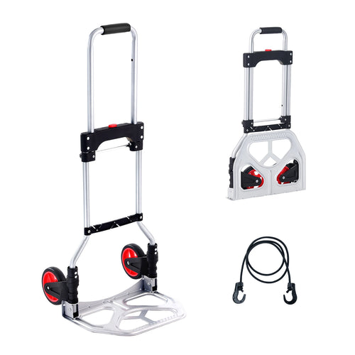 Amocart 176 lbs Folding Hand Truck Dolly Aluminum Stair Climbing Cart with Telescoping Handle Luggage Trolley for Home Shopping