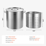 SucceBuy 36-100QT Stainless Steel Stockpot Cooking Pots Cookware Sauce Pot with Basket Lid Heavy Duty Commercial Grade Stock Pot