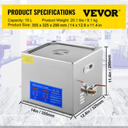 Charger l'image dans la visionneuse de galerie, Amocart 15L Ultrasonic Cleaner Lave-Dishes Portable Washing Machine with Digital Timer Ultrasound Home Jewelry Clean Appliances

