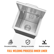 Charger l'image dans la visionneuse de galerie, Amocart Drop in Ice Chest Stainless Steel Ice Cooler Commercial Ice Bin with Hinged Cover Outdoor Kitchen Ice Bar

