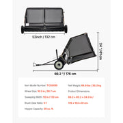 Load image into Gallery viewer, Amocart 52 in Tow Behind Lawn Sweeper 26 cu.ft. Yard Sweeper Adjustable Sweeping Height with Dumping Rope for Grass Clippings
