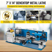 Charger l'image dans la visionneuse de galerie, Amocart Mini Metal Lathe Machine 7"x14" 550W 180x350mm Variable Speed + 3 Jaw Chuck for Metalworking Turning Drilling Threading
