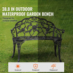 Amocart Outdoor Bench Wooden Metal Garden Bench for Outdoors 480 lbs Load Capacity Bench Outdoor Garden Park Bench