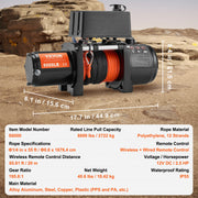 Bild in Galerie-Viewer laden, Amocart 6000lbs Electric Winch Car Truck Winch with 1/4 in 55 ft Synthetic Rope Wireless/Wired for Towing SUV Jeep Trailer Boat

