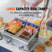 Charger l'image dans la visionneuse de galerie, Amocart  Electric Deep Fryer w/Dual Removable Tanks 12L 5000W Commercial Countertop  Fryer for Chicken French Fries
